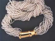 Twisted, Multi-strand Pearl Necklace with custom clasp